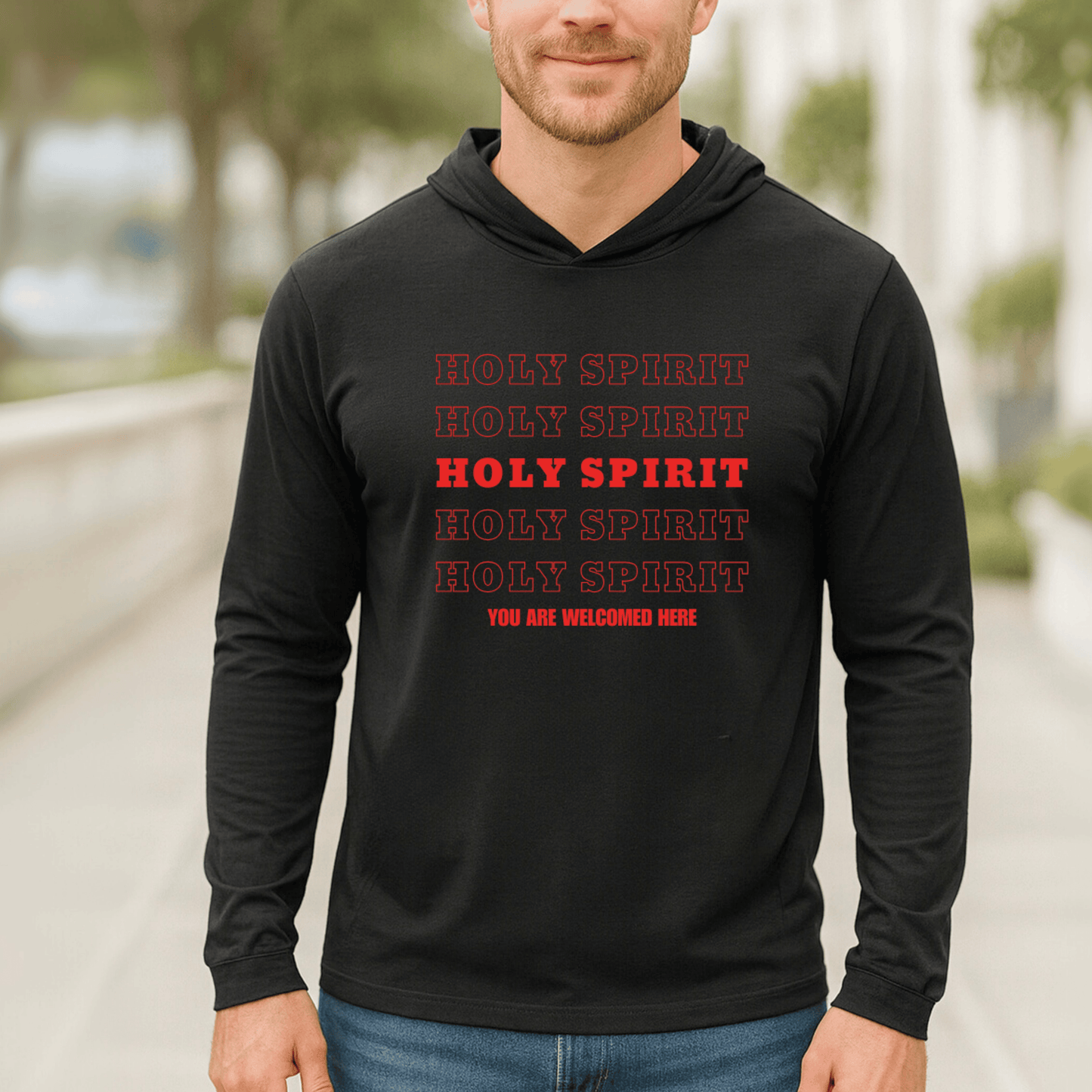 “Holy Spirit” Cotton Hoodie Long Sleeve Tee