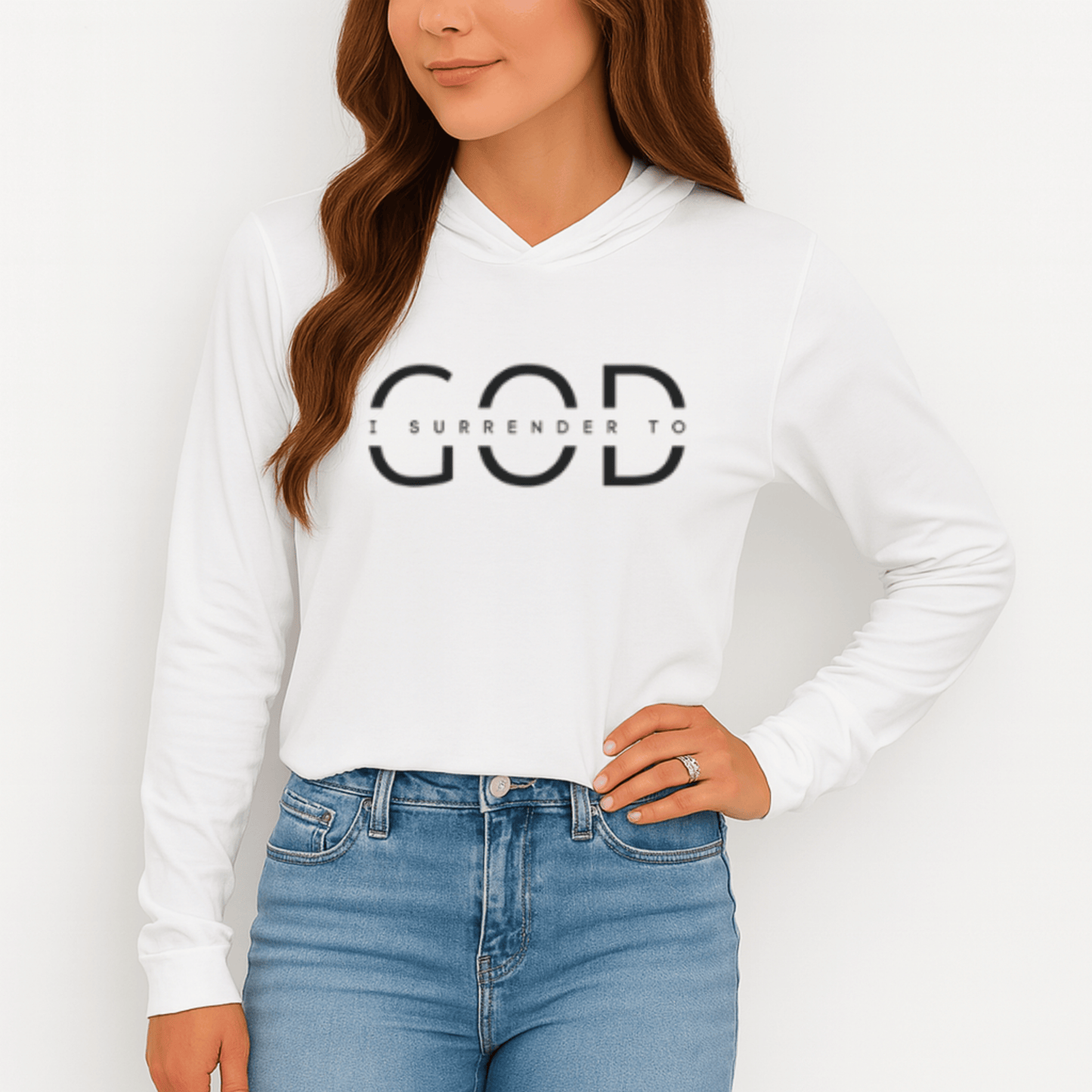 “I surrender to God” Cotton Hoodie Long Sleeve Tee