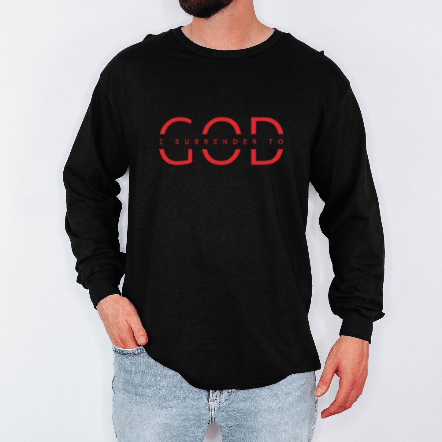 “I Surrender to God” Cotton Long Sleeve Tee