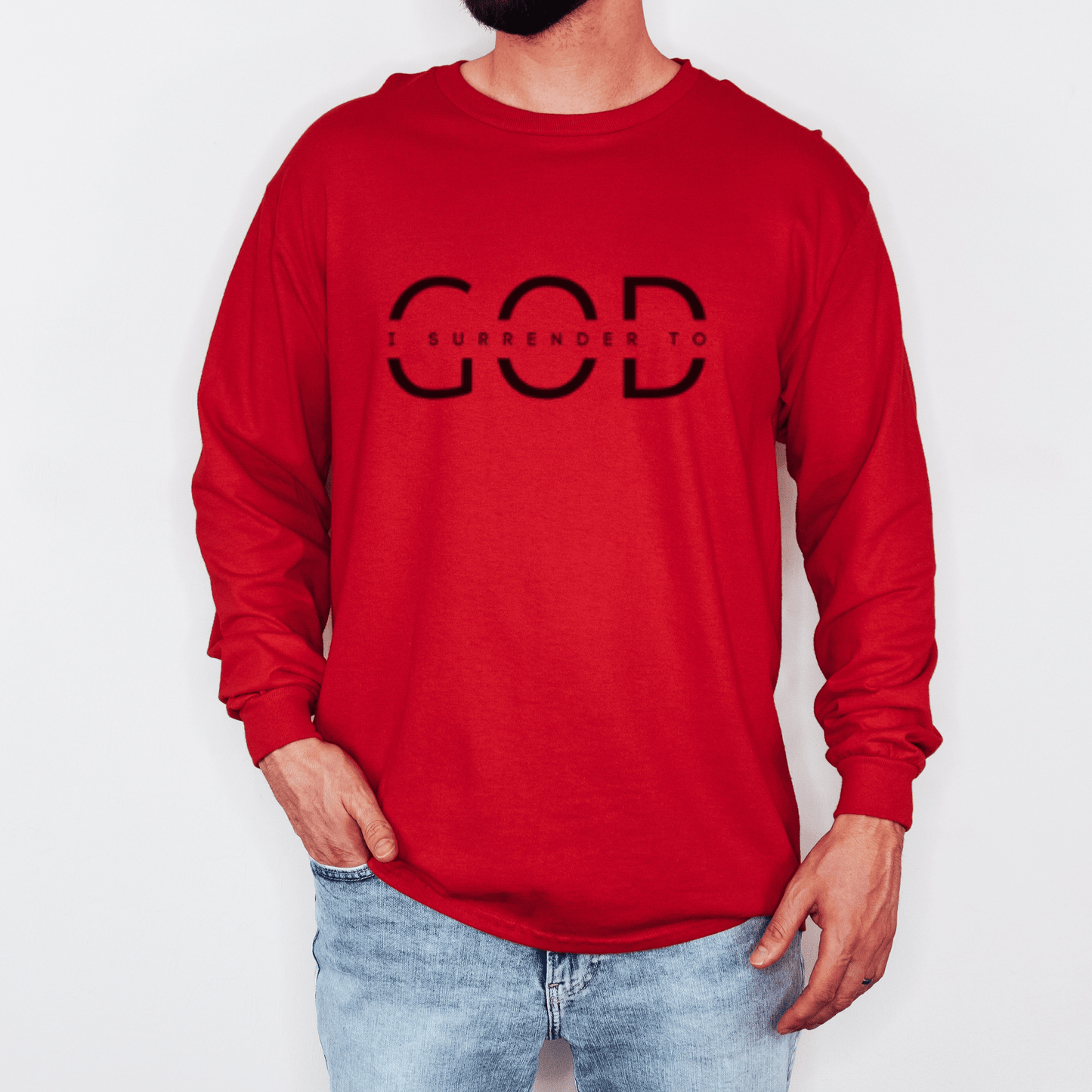 “I Surrender to God” Cotton Long Sleeve Tee